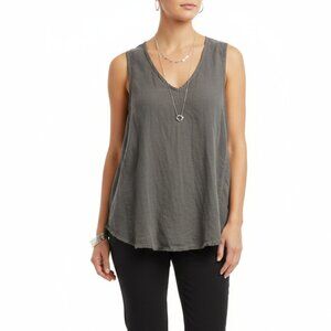 XCVI 100% Linen Gray Sleeveless Tunic Tank Top S